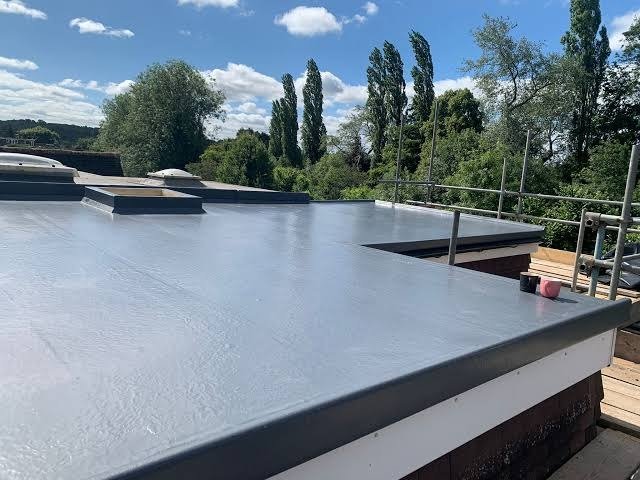 GRP liquid-applied roof coating, flat roof finish